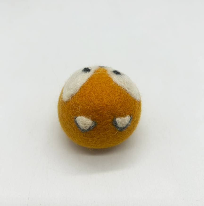 Handmade Felt Fox Rattle Ball – Eco-Friendly Wool Cat Toy